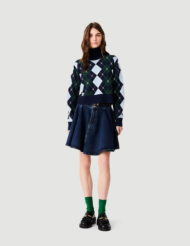 Argyle Jumper With Rhinestones