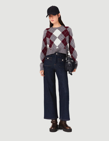 Argyle crop jumper